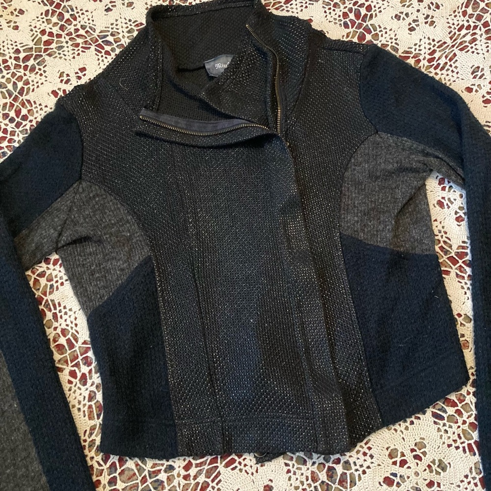 Women’s Black & Charcoal Textured Zip-Front Jacket